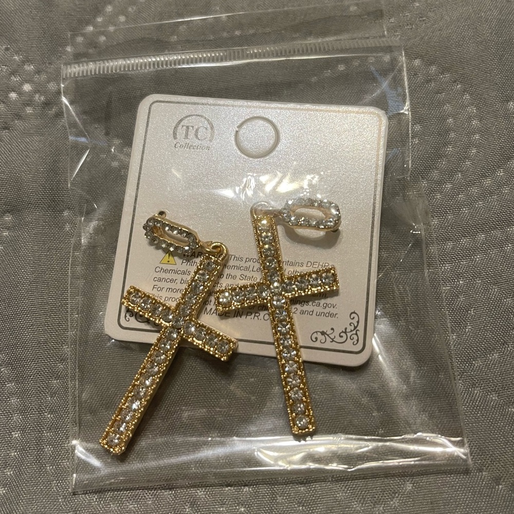 Crystal Cross Earrings - Picture 2 of 3